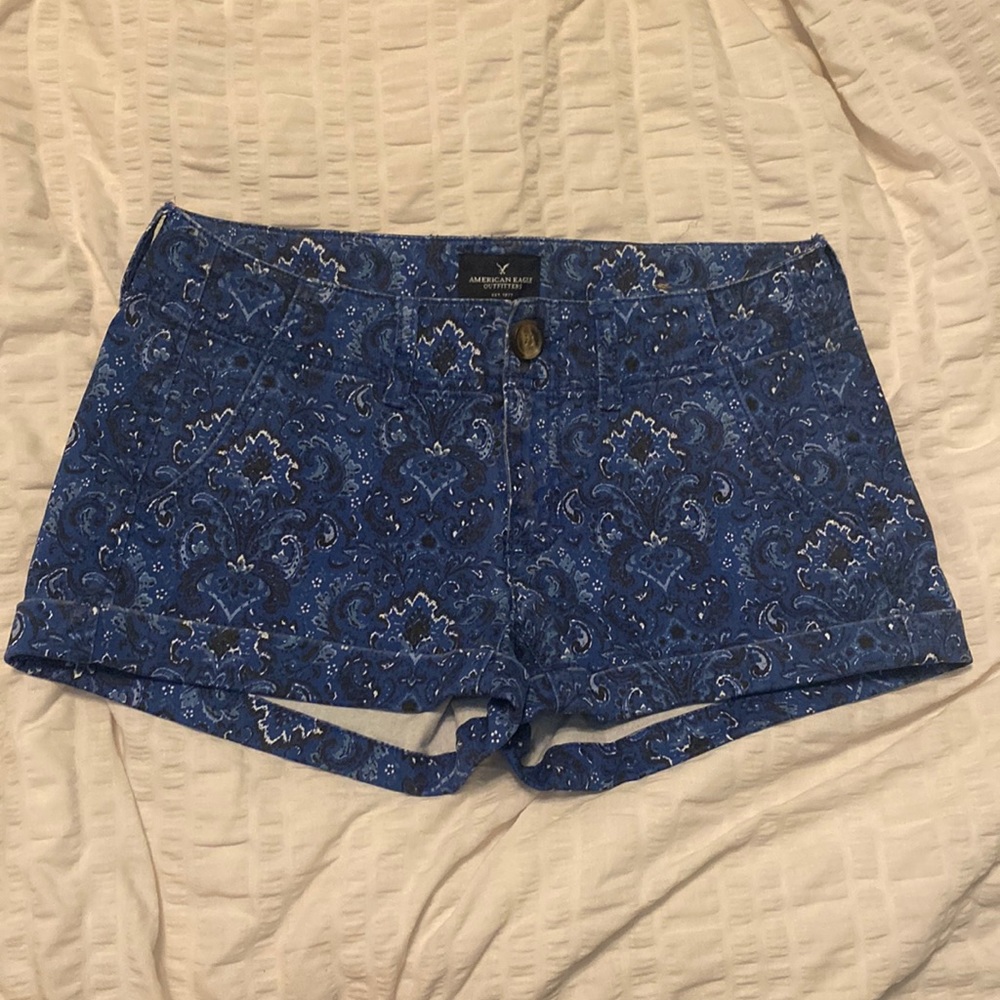 American Eagle Blue Paisley Printed Shorts
